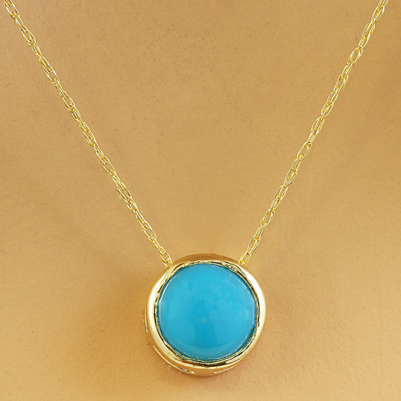Jewelry - 1.50 Carat Turquoise 14K Yellow Gold Necklace